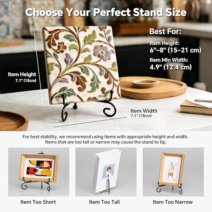 Artliving Plate Stands for Display, 6 Inch Black Iron Easel Plate Display Photo Holder Stand, Displays Picture Frames, Decorative Plates, Tablets and Art (4 pack)