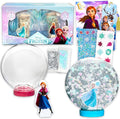 Disney Frozen DIY Snow Globe for The Holidays Set - Bundle with 2 Create Your Own Snow Globes Featuring Ela & Anna Plus Tattoos, More | Disney Frozen Snow Globe Home Decorations