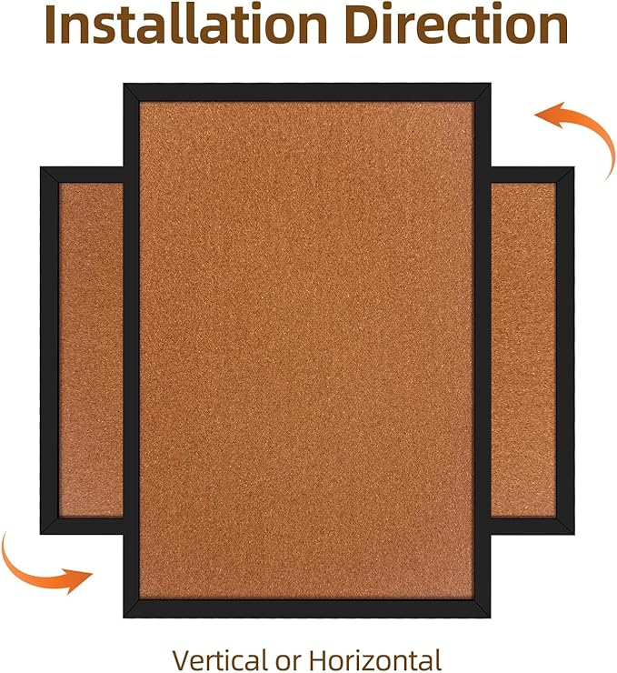 24" x 36" Cork Board Bulletin Board, Black Framed Corkboard, Oak Frame, Decorative Hanging Pin Board, Perfect for Office & Home Decor, Home School Message Board or Vision Board