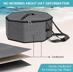 SLEEPING LAMB Hat Box for Travel and Storage, Collapsible Cowboy Cap Organizer Case for Closet with Handles, Hat Box for Women Storage and Large Cap Bag for Men Carry, Grey