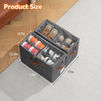 4 Pack Shoe Organizer for Closet, Foldable Shoe Storage Organizer with Adjustable Dividers and Clear Cover, Stackable Fabric Closet Shoe Organizer Storage Box Fits 32 Pairs, Gray