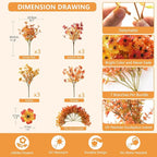 Artificial Fall Flowers for Outdoor, 12 Bundles 4 Colors Faux Mums Fake Fall Plants for Decoration, UV Resistant No Fade Silk Plastic Flower for Autumn Porch Patio Planters Windowbox Yard Garden