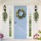 Glitzhome Easter Swag 28 Inch Artificial Spring Teardrop Wreath for Front Door & Porch Wall, Spring Easter Decor Decorative Swag