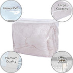 NUYKOUY Clear Vinyl Storage Bags with Zipper 24x20x11 Inch, Clothes Bag Organizer, Space Saver PVC Comforter Clear Storage Bags for Blanket, King Size Pillows Storage,Linen Storage (3 Pack.)