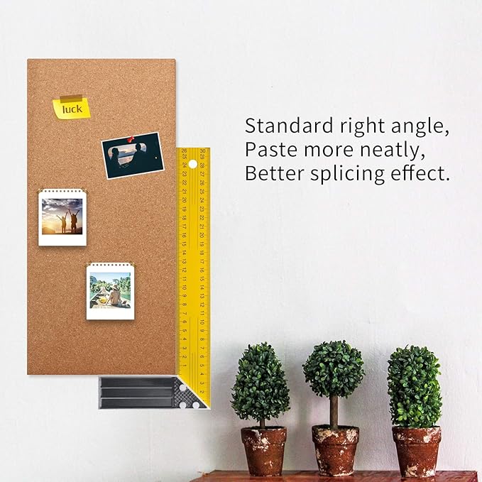 Cork Bulletin Board 17"x8" - 1/2" Thick Cork Board Tiles Frameless Cork Tiles, Self-Adhesive Corkboards Wall Decor with a Box Bonus Pushpins (6pack) for Office, School and Home