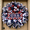 250th Anniversary Patriotic Wreath, 1776-2026 American Independence Day Wreath,16 in Red White Blue Front Door Wreath, Indoor Outdoor Home Decor for 4th of July, Memorial Day, Veterans Day (O)