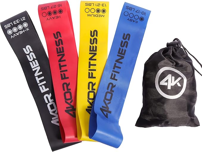 4KOR Fitness Resistance Loop Band Set, Perfect for Crossfit, Yoga, Physical Therapy, and Booty Building