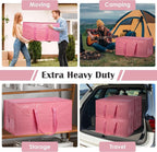 6 Pack Extra Heavy Duty Large Moving Bags with Reinforced Zipper & Wide Handles, Waterproof Storage Bins for Clothes, College Dorm, Travel, and Home Organization, Pink