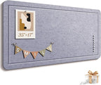Large Bulletin Board, 35 X 17 Inches Felt Cork Board with 40 Pushpins, Foldable Felt Notice Pin Board Photo Display Board with Self-Adhesive Tape for Office Home School (Light Gray, 35x17 inch)