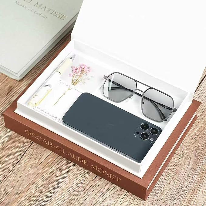Decorative Books for Home Decor,Set of 3 Aesthetic Faux Books with Storage Box,Linen Fake Books for Coffee Table,Bookshelf & Mantle Decor,Modern Decorative Book Set(brown)