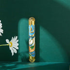 Matashi Gold Hand Painted Enamel 6 inch Mezuzah Embellished with Hebrew Shin Home Door Wall Decor Home Décor Jewish Holiday Housewarming Present House Blessing Gift for Holiday Festival