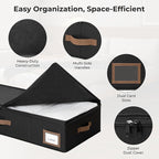 GRANNY SAYS 6.5-Inch Foldable Underbed Storage Box with Lid, Sturdy Frabic Organizer with Reinforced Bottom for Clothes, Shoes, Low-Profile Underbed Container for Bedroom, Closet,2 Pack, Black