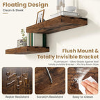 FLYJOE 48 Inch Long Floating Shelves for Wall Set of 1, 12" D Wood Grain Bathroom Shelves with Invisible Brackets, Easy Install Engineered Wood Storage Shelves for Kitchen, Living Room, Bedroom
