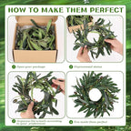 8 Pcs Artificial Green Olive Wreaths Greenery Wreath with Olive Leaves Mini Green Kitchen Cabinet Wreaths Swag Spring Summer Wreath for Front Door Porch Wall Window Farmhouse Wedding Decoration