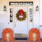 Artificial Fall Hanging Flowers for Decoration, 2pcs Long Vine Fake Flowers Plants Morning Glory, Realistic Faux Petunias for Planter Patio Porch Garden Autumn Outdoors Dec, Orange Sunset