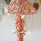 Macrame Wall Hanging,Jellyfish Dream Catcher with Star Lights,Bohemian Woven Wall Art Decor Beautiful Apartment Dorm Room Door Decoration (Pink)