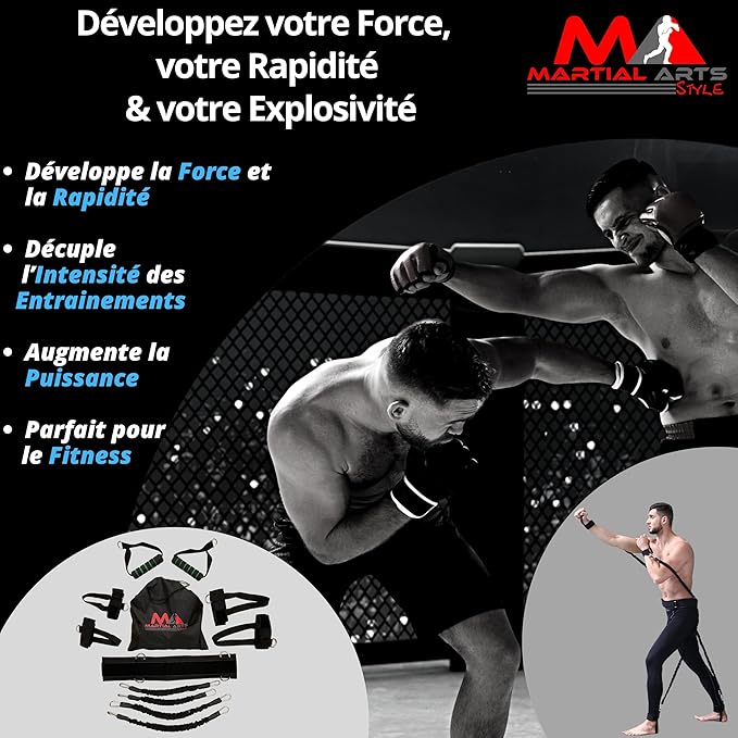 Boxing Resistance Bands for MMA Martial Arts Resistance Training at Home for Punches/Kicks, 150lbs Exercise Bands Full Body Fitness Workout to Enhance Explosive Power/Speed/Agility