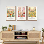 KAlRNE Christian Floral Framed Canvas Wall Art Set of 3(16”X24”),Bible Verse Cityscape Wall Decor,Vintage Colorful Flower Picture Inspirational Scripture Art Prints For Living Room Bedroom Church