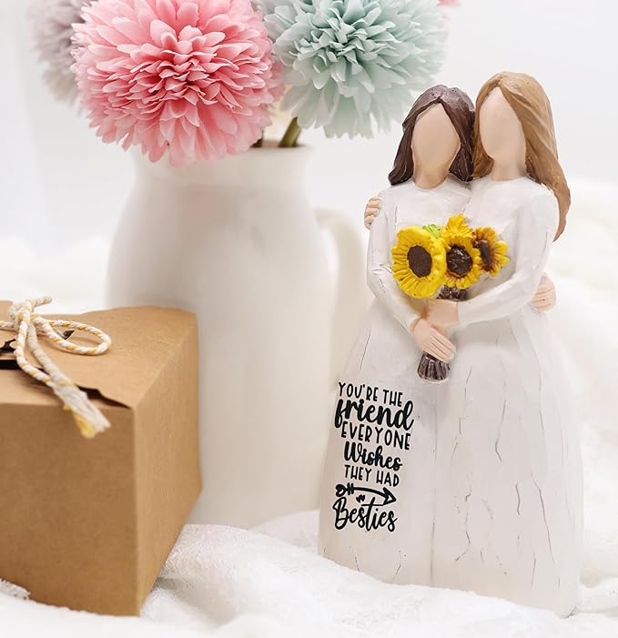 Friendship Gifts for BFF, 6” Best Friends Sculpted Hand-Painted Figurine Statue, Friendship Gift for Besties Birthday Gifts for Women, Christmas, Thanksgiving, Gift for Best Friend Birthday