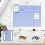 MaxGear Large Cork Board for Wall 48" x 36" Light Blue Bulletin Board, 12 Pack Felt Wall Tiles with Pushpins, Cork Boards for Office Pin Board Tack Board for Photo Meno Decor