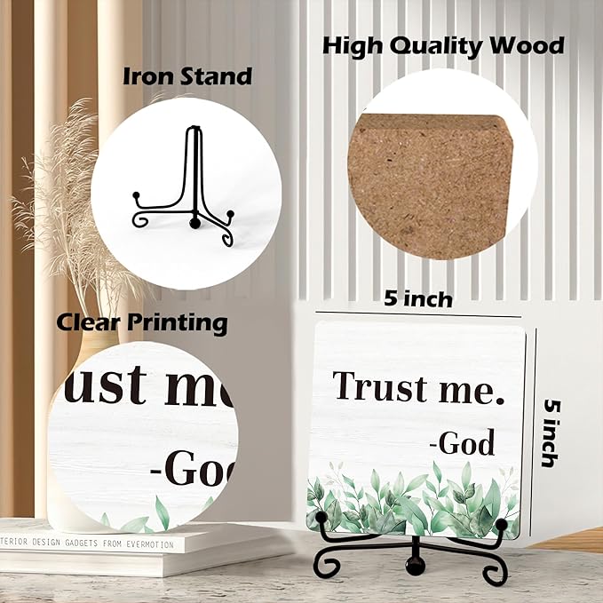 Home Decor, Farmhouse Shelf Decor For Living Room, Boho Aesthetic Table Decorations, Christian Gifts For Women Men, Entryway Tv Stand Fireplace Mantle Coffee Table Decoration (trust-06)