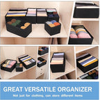 Pomety Foldable Drawer Underwear Drawer Organizer Foldable Dresser Clothes Storage Box Dresser Drawer Divider Organizers Bins for Clothes, Underwear,Socks, 7 Pack （Black）