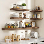 Acovy 24 Inch Floating Shelves, 24"x9.25"x1.5" Inch Deep Floating Shelves for Wall, Wooden Shelves for Bathroom, Bedroom, Living Room, Walnut, 2 Pieces
