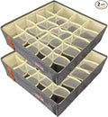 2 Pack Sock Organizer Drawer Divider, 20-Grid Foldable Storage Box with Handles for Underwear, Bras, Clothes, Baby Clothes, Ideal for Drawer, Wardrobe, Closet Organizers and Storage (Grey)