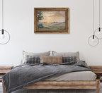 Vintage Gold Framed Wall Art Retro Fall Sunset Country Oil Painting Canvas Prints Watercolor Autumn Landscape Picture Rustic Farmhouse Soft Nature Poster Artwork for Living Room Bedroom, 9x11in