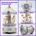 Carousel Music Box，Luxury Color Change LED Light Music Box,Luminous Rotating 3-Horse Musical Box with Gift Box for Girls Birthday Valentine Gift (You are My Sunshine, Purple)