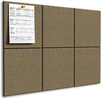 MaxGear Large Cork Board for Wall 36" x 24", Espresso Bulletin Board, 6 Pack Felt Wall Tiles with Pushpins, Cork Boards for Office Push Pin Board Tack Board Felt Board