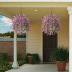 Artificial Hanging Flowers for Outdoors Spring Decoration, 2PCS Silk Fake Daisy Realistic Outdoor Flowers UV Resistant Porch Patio Window Yard Decor(Purple)