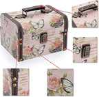 ELLDOO Butterfly Treasure Chest Box, Wooden + PU Leather Storage Decorative Box for Jewelry Trinkets, Keepsakes box for Girls Women Gifts