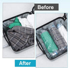4 PCS Roll up Compression Bags, 19 X 14" Vacuum Travel Bag, Roll-Up Space Saver Bags for Travel, Vacuum Seal Storage Bag for Packing Clothing Suitcases Luggage Home Organizers, No Pump Needed
