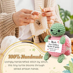 HEXMOZ Gifts for Mom from Daughter, Son - Birthday Gift, Ideas for Mothers, Mamas, Mother-in-Law - Handmade Collectible Turtle Peony Doll Crochet Emotional Support with Positive Card