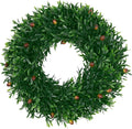 SHACOS Olive Greenery Wreath 17" Artificial Boxwood Front Door Wreaths for Home Wall Window Farmhouse Decoration 100% Plastic Indoor Outdoor