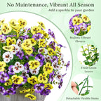 MARTINE MALL 36 Bundles Look Real Artificial Flowers for Outdoors, Realistic Fake Outdoor Flowers, UV Resistant Silk Pansy Flowers for Outside Faux Flower Plants for Outdoor Porch Garden, Mixed Colors