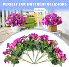 6 Pcs Artificial Petunia Flowers for Outdoor, Fake Spring Petunias Faux Silk Flowers for Outdoors UV Resistant Plants for Planters Garden Porch Patio Window Box Indoor Table Decor(Fuchsia Purple)