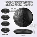 Jerify 4 Pcs Wiggle Seat Flexible Inflated Wobble Cushion Stability Balance Pad Balance Disc Sensory Seat for Men Women Fitness Physical Exercise Improving Posture Home Office