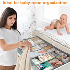 Fabric Drawer Organizer Bins for Nursery – 12 Pack Clothe Drawer Dividers for Baby Dresser, Grey Heart Pattern Storage Boxes for Clothes, Diapers & Accessories