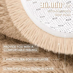 OLANLY Beige Round Rugs for Bedroom - Machine Washable, 6 ft Circle Area Rugs for Living Room, Soft and Fluffy Shaggy Carpet for Teen Girls and Boys, Nursery Rooms, Dorms, Home Decor Aesthetic