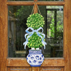 RattanView 1 Pcs Large Size Chinoiserie Bonsai Door Hanger Rustic Topiary Wooden Sign Front Door Home Wreath Ornament for Farmhouse Indoor Outdoor Yard Porch Welcome Decor(Classic,27.16 x 11.81 in)