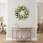 Sggvecsy White Daisy Wreath 24 Inch with Fake Silk Floral Green Eucalyptus Leaves and Lavender for Spring Summer Front Door Window Wall Wedding Farmhouse Festival Decor