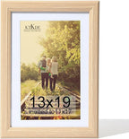 KTKDE 13x19 Picture Frame Real Glass,Poster frames Display Pictures 11x17 with Mat or 13x19 Without Mat, Modern Style Wood Composite Frame,Gallery Wall Frame best gift