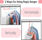 Mr. Pen- Space Saving Hangers for Clothes, 8 pcs, Playful Pop Colors, Plastic Multi Clothes Hangers Space Saving, 5 Slots, 360° Rotating Hooks