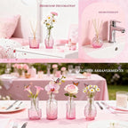 Der Rose Glass Bud Vases Set of 32 Small Pink Flower Vases for Rustic Wedding Centerpieces Table Decorations and Home Office Decor(Pink)