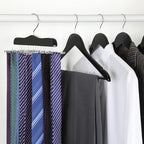 TOPIA HANGER Tie Rack Hanger for Closet 2 Packs, Wooden Tie Organizer for Men with 24 Folding Hooks, Space Saving Necktie Holder for Storage and Display Bra, Tank Top, Camisole (Black) - CT14B-2