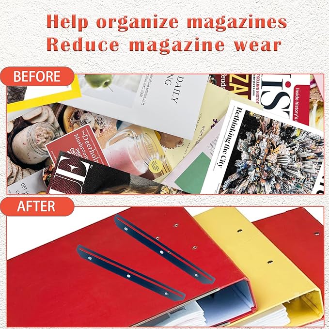 24Pcs Magazine Holder For Binder, 3 Hole Punched，Magazine Organizer, 3 Ring Binder Insert Strips, Organizer, Storage, Black