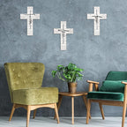 Jetec 3 Pieces Easter Faith Love Hope Cross Sign Crosses Wall Decor Wood Wall Hanging Rustic Cross Vintage Religious Love Art Decor Farmhouse Home Hanging Decorations, 12 x 8 Inch(White)