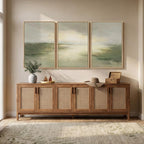 Large Framed Sage Green Abstract Landscape Wall Art for Living Room, 3 Piece Modern Canvas Prints Paintings Artwork for Walls, Nature Rustic Pictures Wall Decor for Bedroom Farmhouse Office 24x36 In